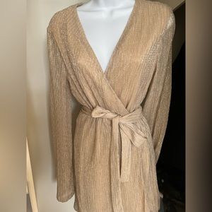 Lovers + Friends NWT Elyse Wrap Dress in Gold XS
